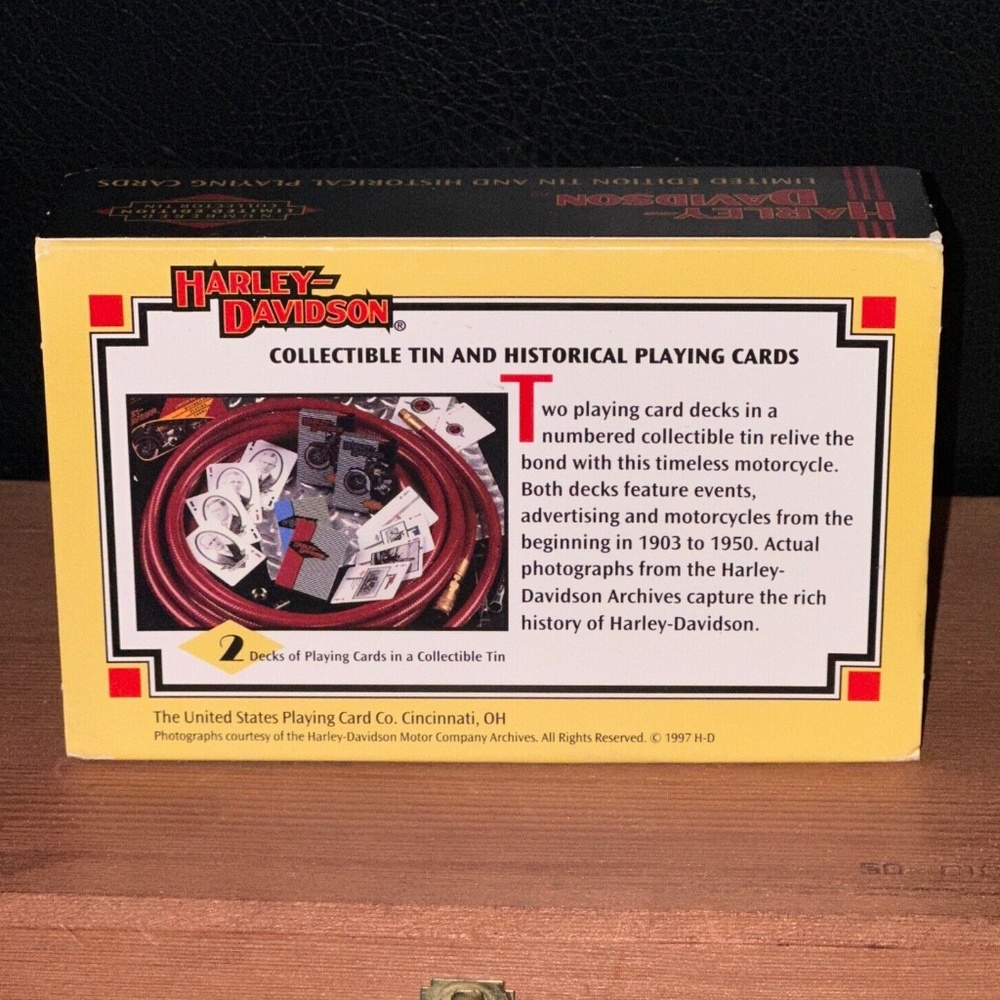 Harley Davidson Limited Edition Tin & Historical Playing Cards 1903-1950 - Picture 2 of 7